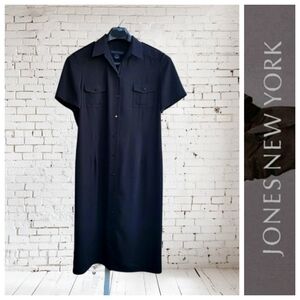 Black Shirt Dress Button Down All Occasion Metal Buttons Jones New York